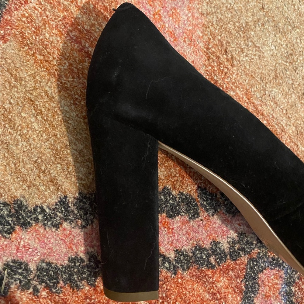 J. Crew Black Suede Blocky High Heel - Picture 2 of 5